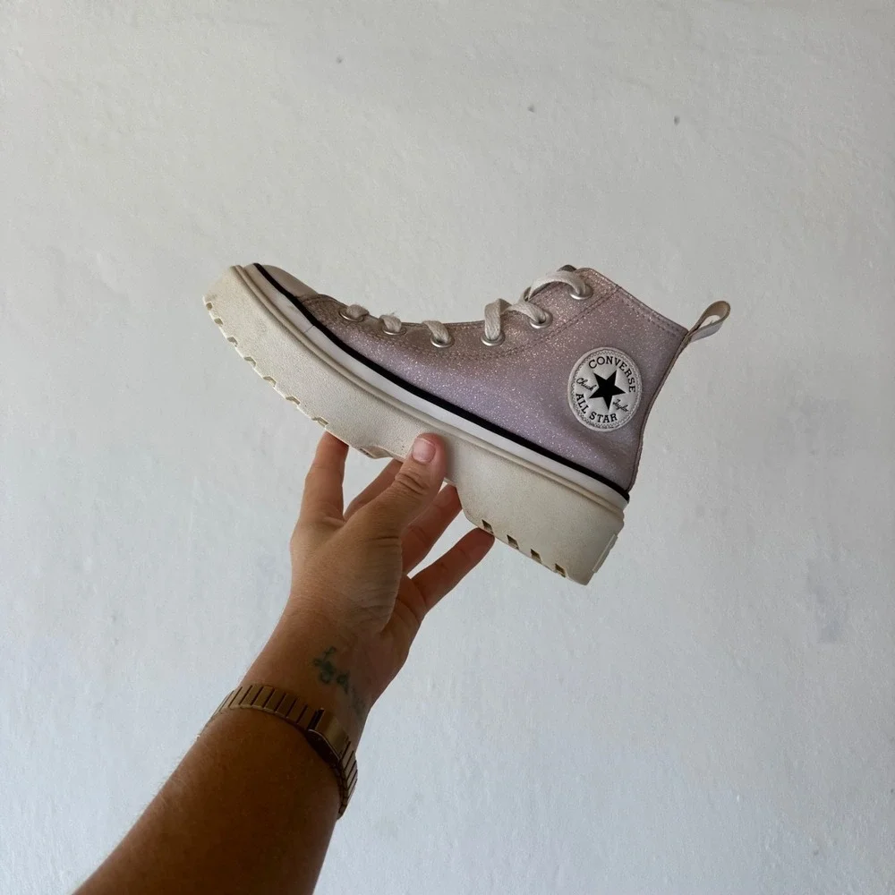 Converse Chuck Taylor All Star Lugged 2.0 Hi Top Glitter Youth US 1 Pink A03816C